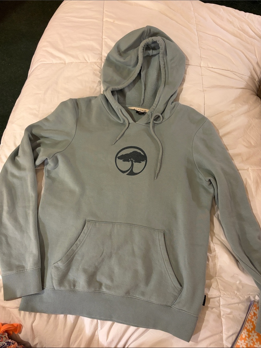 Arbor Mist Green Pullover Hoodie with Logo Tag Cozy Soft Workout or Casual Wear